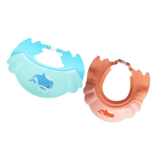 HEMOTON 2 STÜCK Verstellbare Duschhaube Wasserdichtes Shampoo Schutzvisier mit Ohrenschutz Niedliches Tierdesign für Junge Mädchen und Kleinkinder Badehaube für Sanfte Haarwäsche von HEMOTON