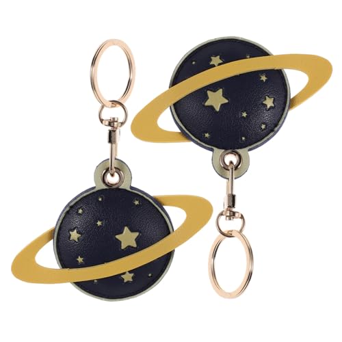 HEMOTON 2 Stück Kreative Planetenschlüsselanhänger aus Langlebigem PU Leder Stylische Solar System Taschenanhänger Weltraumthemen für Partys Alltag Rucksack und Autoschlüssel von HEMOTON