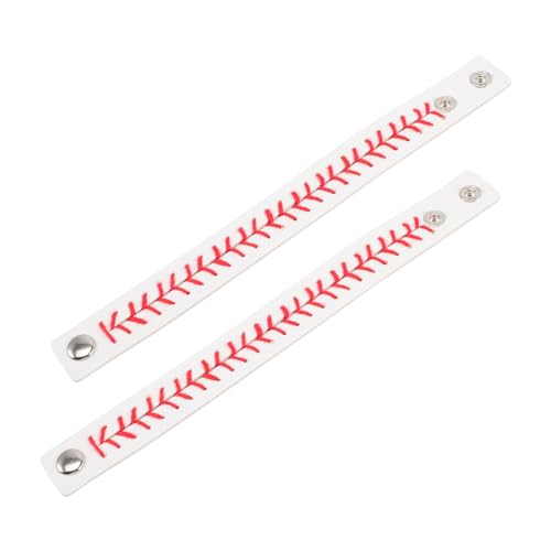 HEMOTON 2stücke Geflochtenes Lederarmband Für Baseball-sportarten Mit Druckknopf Armband Aus Für Damen Und Herren Als Für Muttertag Und Valentinstag von HEMOTON