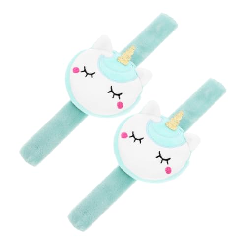 HEMOTON 2 Stück Slap Armband Einhorn Cartoon Multifunktionale Schnapparmbänder mit Münzfach Blau für Mädchen und Jungen Party von HEMOTON