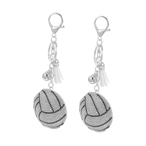 HEMOTON 2 Stück Volleyball Schlüsselanhänger mit Strass Langlebiger Zinklegierung Anhänger Leichter Kompakter Sport Charm für Rucksack Tasche Modisches für Damen und Teenager von HEMOTON