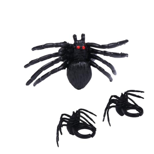 HEMOTON 20 Stück Halloween Spinnenring Spinnen Schmuckring Geister Festival Ring Blitzspielzeug Halloween Geisterring DIY Spielzeug Blinkende Gelee Ringe Halloween von HEMOTON