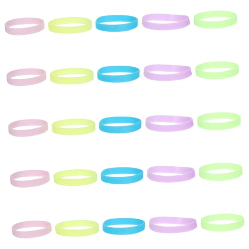 HEMOTON 25 Stück Neonfarbene Gummiwristbands für Erwachsene für Partys Konzerte und Veranstaltungen Wasser und Schweißfest Erhöhte Sichtbarkeit bei Nacht Farbenfrohe Designs von HEMOTON