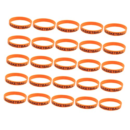 HEMOTON 25 Stück Teiliges Basketball Silikon Armband Einstellbare Party Wrist Straps mit Basketball Unisex Einfarbig Bedruckt Bequemes Accessoire für Geburtstagsfeiern und Karneval von HEMOTON