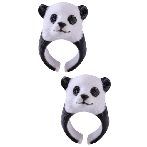 HEMOTON 2St Persönlichkeitsring Deckenmedaillons Modering Unterbauspülenhalterungen offener verstellbarer Ring Fingerschmuck Ringe tierischer Fingerring Panda Zubehör Freundschaft 3d von HEMOTON