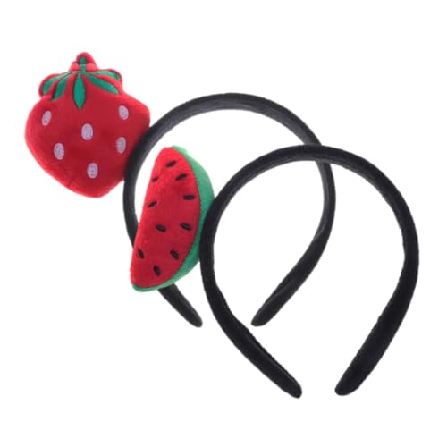 HEMOTON 2stücke Wassermelonen-stirnband Erdbeer-haarband Cartoon Obst Stirnband Cosplay Haar Zubehör Für Party Frucht-kopfschmuck Kostüm-stirnbänder Wassermelonen-kopfschmuck von HEMOTON