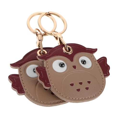 HEMOTON 2stücke Schlüsselanhänger Mit Eulen-dame Cartoon-muster Kartenhalter Aus Pu-leder Süße Eulen-schlüsselanhänger Für Damen Schlüsselring Mit Cartoon-tier-anhänger Kompakt von HEMOTON