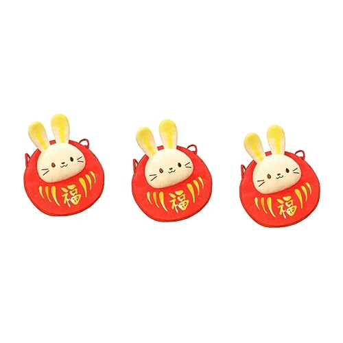HEMOTON 3st Kaninchen Geldbörse 2023 Mini-geldbörse Plüschpuppe Jahr des Kaninchens Rote Packung Umhängetasche Rote Umschläge des Kaninchenjahres Hongkong Pp Baumwolle Glückstüte Kind Hase von HEMOTON