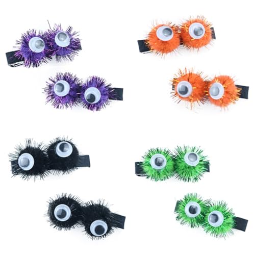 HEMOTON 4 Paare Halloween Augenball Haarspangen Buntes Haarschmuck für Party Kostüm Einfache Anwendung und Sicheres Tragen Kreative Clips für Haar und Kleidung von HEMOTON