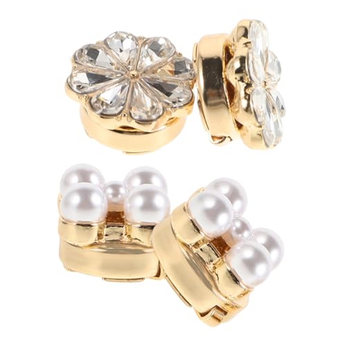 HEMOTON 4 Stück Blumen-Manschettenknöpfe glitzernde Knopfabdeckungen juwelenbesetzte Knopfabdeckungen Manschettenknopf mit Kristallblumenmuster Abdeckung mit Blumenknöpfen Legierung Golden von HEMOTON