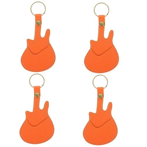 HEMOTON 4 Stück Lederetui für Plektrum Guitar Pick Holder Gitarrenpick Halter Autoaschenbecher Gitarren-Pick-Ring Koffer für Gitarrenplektren Plektrumhalter Gitarren-Pick-Organizer tragbar von HEMOTON