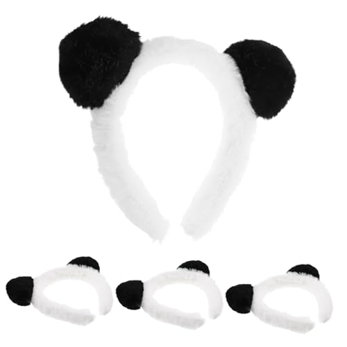 HEMOTON 4 Stück Panda Ohren Haarreif Weicher Cartoon Bär Haarreifen für Kostümparty Tierisches Cosplay Zubehör Leichter Kopfschmuck für Karneval Halloween Themenveranstaltungen von HEMOTON