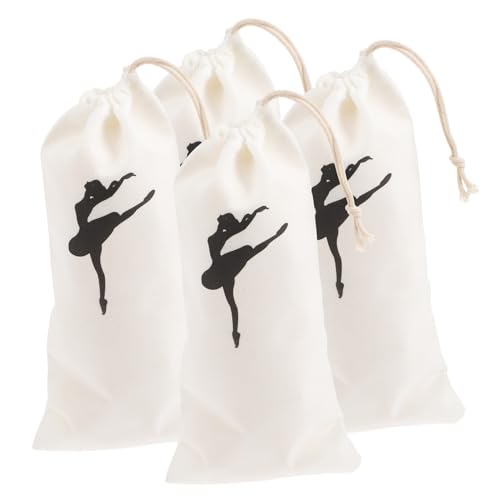 HEMOTON 4 Stück Teiliges Ballettschuhtaschen aus Atmungsaktivem Canvas Leichter Geruchsfreier Aufbewahrungsbeutel mit Kordelzug Geeignet für Spitzenschuhe von Ballerinas für Mädchen und von HEMOTON