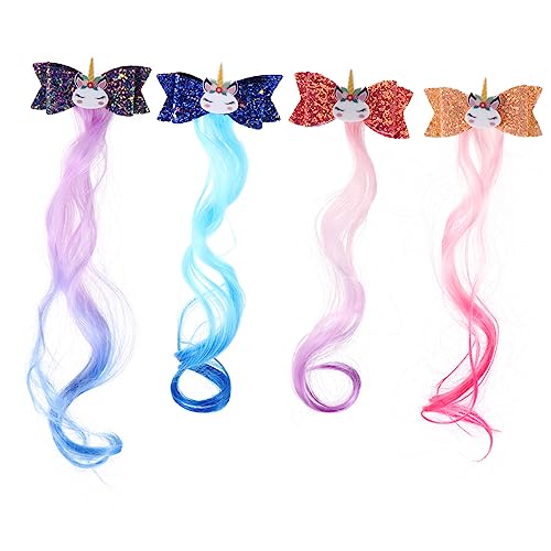 HEMOTON 4stücke Haarspangen Mit Perückenhaar Haarnadeln Für Junge Mädchen Kopfschmuck Zubehör Haarclips Für Mädchen Haarspangen-accessoires von HEMOTON