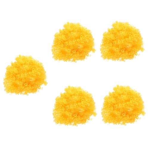 HEMOTON 5 Stück Gelbe Afro Perücke Lockige Clown Perücke Auffälliges Party Cosplay Haar für Erwachsene und Langlebiges Material Einfach zu Tragen für Karneval Halloween und Kostümpartys von HEMOTON