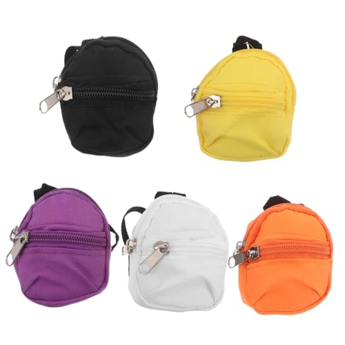 HEMOTON 5 Stück Teiliges Mini Rucksack Schlüsselanhänger Robuste Reißverschluss Geldbörse Kompakte Tasche für Vielseitiger Schlüsselring für Schule Reisen und Alltag Farbige Miniatur von HEMOTON
