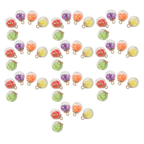HEMOTON 50 Stück Glass Ball Charm Anhänger mit Bunten Fruchtscheiben Transparente Stabile Glasperlen für DIY Schmuckherstellung Kreative Bastelmaterialien für Ohrringe Armbänder Halsketten von HEMOTON