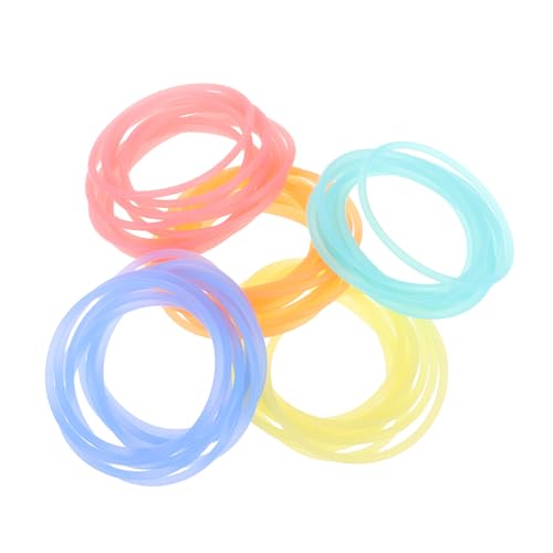 HEMOTON 50 Stück Leuchtende Silikonarmbänder Elastische Gummibänder als Haargummis für Outdoor Spiele Karneval Partyzubehör Strapazierfähig und Haarschonend von HEMOTON