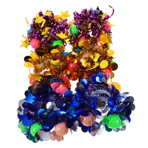 HEMOTON 6 Stück Teiliges Cheerleading Handblumen Leichtem PVC mit Glitzerpailletten und Glocken Tanz Handgelenksblumen für Kindergarten Auftritte und Sportveranstaltungen von HEMOTON