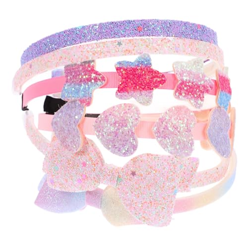 HEMOTON 6 Stück Teiliges Stirnband mit Glitzer und Süßen Motiven Rutschfestes Haarband für Mädchen Buntes Haarschmuck Accessoire für Party Alltag und Geburtstag von HEMOTON