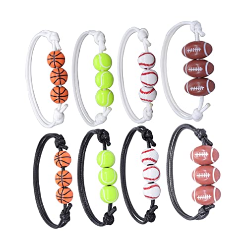 HEMOTON 8 Stück Teiliges Sportarmband mit Tennis Rugby Basketball und Baseballmotiven Leichtes Rostfreies Farbechtes Schmuckarmband für Mädchen und Jungen Modisches Accessoire für Alltag von HEMOTON