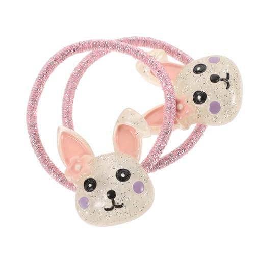 HEMOTON 2stücke Süße Hasenmotiv Haarschlaufen Elastiße Haarclips Für Mädchen Junge Mädchen Cartoon Tier Haaraccessoires Haarclips Seile Zubehör von HEMOTON