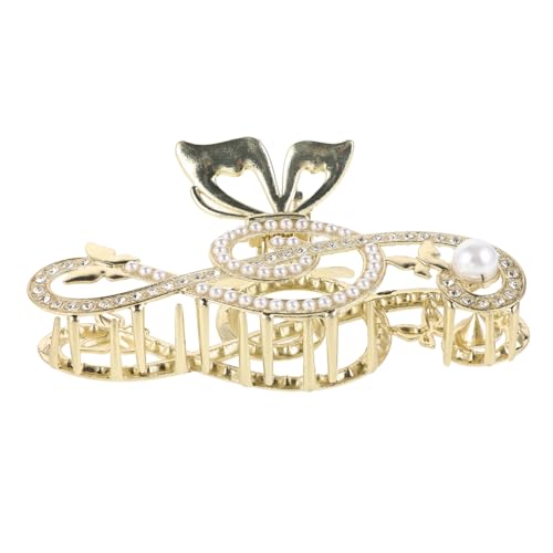 HEMOTON Haarspange mit Musiknoten Design und Künstlicher Perle Stilvoller Haarklammer Schmetterling Rutschfester Haarclip für Damen Modisches Haaraccessoire für Haartypen von HEMOTON