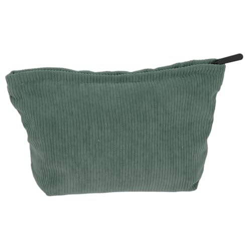 HEMOTON Corduroy Kosmetiktasche Für Frauen Kleine Stilvolle Make-up-Tasche Dunkelgrün Für Lippenstifte Münzen Und Handy Praktisch Für Reisen Und Alltag von HEMOTON