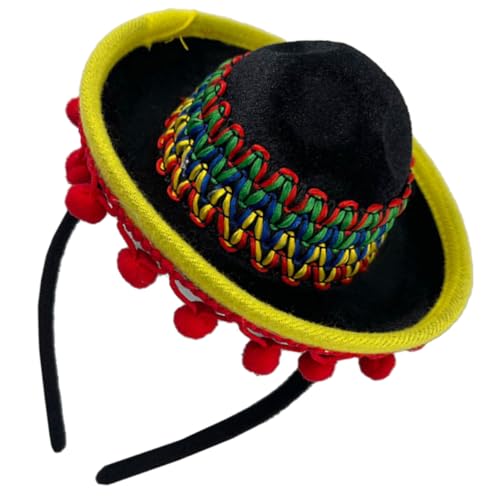 HEMOTON Mexikanisches Sombrero Stirnband Leichtes Festival Kostüm Partydekoration für Mädchen Freunde Familie Cosplay Day Of The Dead Zubehör von HEMOTON