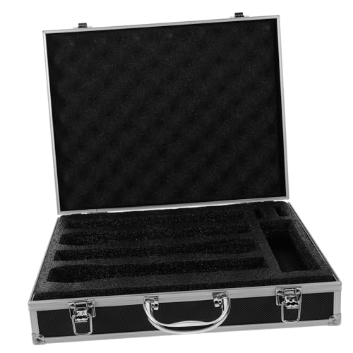 HEMOTON Mikrofonschutzbox Mikrofontasche mit Griff Kabelloser Funkmikrofon Mikrofonhalter Organizer zum Tragen von Mikrofonen Handheld Kasten Stock Alu-Box Aufbewahrungskiste Schwamm von HEMOTON