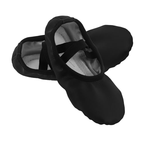 HEMOTON PU Ballettschuhe Damen Mädchen Soft Sole Tanzschuhe mit Elastischen Kreuzriemen Atmungsaktiv No-tie Ballett Flats für Yoga Tanzübungen Bühnenauftritte von HEMOTON