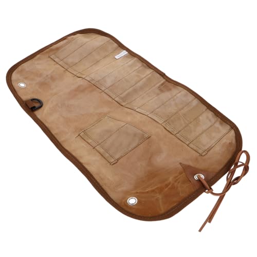 HEMOTON Tragbare Camping Bestecktasche Canvas Wasserdichter Utensilien Organizer mit Fächern für Outdoor Essgeschirr Vielseitig Einsetzbar für Reisen und von HEMOTON