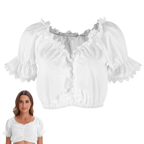 Dirndl Bluse Damen,Dirndlbluse Weiß Dirndlblusen FüR Damen Trachtenblusen Dirndlbluse Spitze Damen Dirndl Dirndlblusen Dirndlbluse Damen Oktoberfest Damen Outfit Stockerpoint Dirndlbluse (L) von HENGBIRD