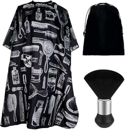 Friseursalon Haarschneideumhang Friseurumhang Erwachsene Friseurumhänge schwarze Haar Salon Cape mit verstellbarem Schnappverschluss für Erwachsene Kinder Frisier Umhang Heimfriseur von HENGBIRD