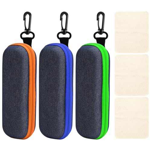 HENGBIRD 3 Stück Brillenetuis aus Denim-Stoff Mode Harte Brillenetui Etui Brillenhülle Brillen Etui Tragbare Reise Tragbares Denim-Brillenetuis Brillenetui Hardcase Hardcase Brillenetu Sonnenbrillen von HENGBIRD