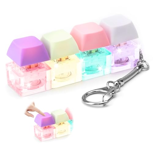 HENGBIRD 4 Stück Tastatur Fidget Spielzeug für Erwachsene Pastell Schlüsselanhänger Schalter Tastenkappe Schlüsselanhänger bunter Fidget Tastatur Clicker mechanischer Schalter Stressabbau DIY-Knopf von HENGBIRD