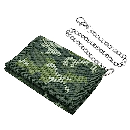 Dreifach Geldbörse für Jungen, GeldböRse mit Kette Portemonnaie Kinder Portmonee Kinder Geldbeutel Jungen GeldböRse Jungen Camouflage Portemonnaie für Jungen für Sport MüNztasche Kartenhalter von HENGBIRD