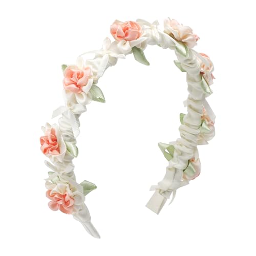 HENGBIRD Blumen Haarreif Rosa Jasmin Haarreif Blumen Damen Blumen Haarband Blumenhaarreif Haarreifen Blumen Haarreif mit Blumen Blumenstirnband für Hochzeit, Karneval, Fasching, Geburtstag, Party von HENGBIRD