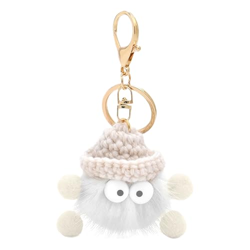 HENGBIRD Süßer Weicher Plüsch-Schlüsselanhänger, Flauschige Schlüsselhänger mit Bommeln, Autoschlüsselanhänger (Weiß) von HENGBIRD