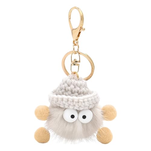 HENGBIRD SüßEr Weicher PlüSch-SchlüSselanhänger, PlüSch-SchlüSselanhängers, Flauschige SchlüSselanhängers, Bommel SchlüSselanhänger, AutoschlüSselanhänger (Khaki) von HENGBIRD