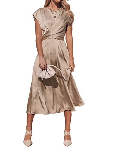 HENGNICE Damen Frühlings- Und Sommerrockträger Aus Hochwertigem Satin, Ärmelloses Kleid, Temperament, Elegantes, Leichtes Abendkleid (Color : GQQU007, Size : L) von HENGNICE