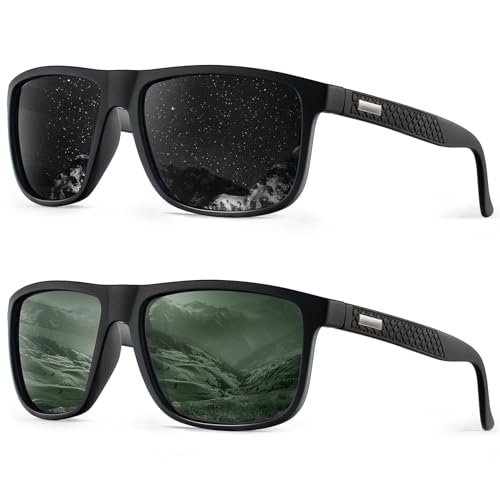 HENGOSEN Polarisierte Sonnenbrille für Herren, Sport: Herren-Sonnenbrille, Angeln, Fahren, Laufen, Retro-Sonnenbrille mit UV-Schutz, 2 Stück, 01 Schwarz + G15, M HENGOSEN Polarisierte Sonnenbrille für Herren, Sport: Herren-Sonnenbrille, Angeln, Fahren, Laufen, Retro-Sonnenbrille mit UV-Schutz, 2 Stück, 01 Schwarz + G15, M von HENGOSEN
