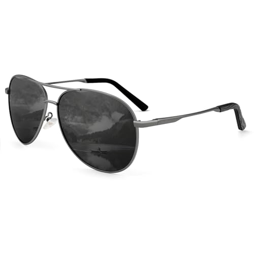 HENGOSEN Pilotenbrille Sonnenbrille Herren Damen Piloten-Polarisiert Sonnenbrille Metallrahmen Unisex Fahren Sonnenbrille mit UV400 Schutz von HENGOSEN