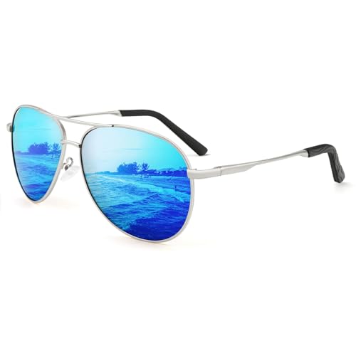 HENGOSEN Pilotenbrille Sonnenbrille Herren Damen Piloten-Polarisiert Sonnenbrille Metallrahmen Unisex Fahren Sonnenbrille mit UV400 Schutz von HENGOSEN