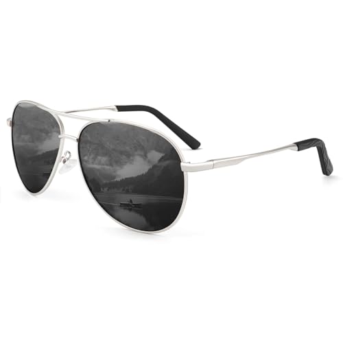 HENGOSEN Pilotenbrille Sonnenbrille Herren Damen Piloten-Polarisiert Sonnenbrille Metallrahmen Unisex Fahren Sonnenbrille mit UV400 Schutz von HENGOSEN