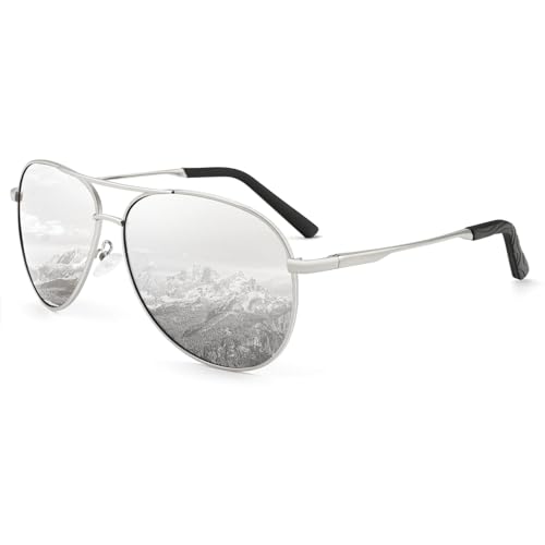 HENGOSEN Pilotenbrille Sonnenbrille Herren Damen Piloten-Polarisiert Sonnenbrille Metallrahmen Unisex Fahren Sonnenbrille mit UV400 Schutz von HENGOSEN