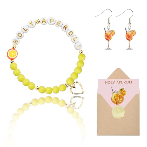 HENOUXIANG Aperol Armband,Aperol ohrringe,Aperol Geschenk,HOLY APEROLI Deko Aeschenke fur Aperol Fans Freundin Kollegen Familien Frau Mädchen von HENOUXIANG