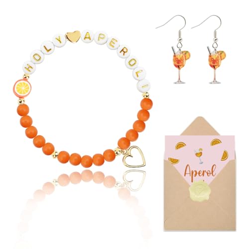 HENOUXIANG Aperol Armband,Aperol ohrringe,Aperol Geschenk,HOLY APEROLI Deko Aeschenke fur Aperol Fans Freundin Kollegen Familien Frau Mädchen von HENOUXIANG