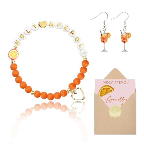 HENOUXIANG Aperol Armband,Aperol ohrringe,Aperol Geschenk,HOLY APEROLI Deko Aeschenke fur Aperol Fans Freundin Kollegen Familien Frau Mädchen von HENOUXIANG