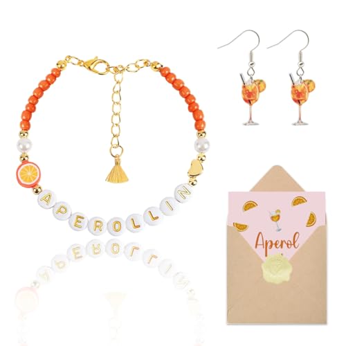 HENOUXIANG Aperol Armband,Aperol ohrringe,Aperol Geschenk,APEROLLIN Deko Aeschenke fur Aperol Fans Freundin Kollegen Familien Frau Mädchen von HENOUXIANG